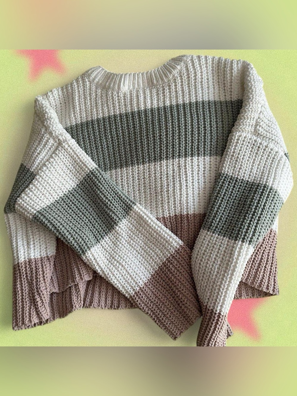 Moon & Madison Cropped Colorblock Pullover Sweater Size Small